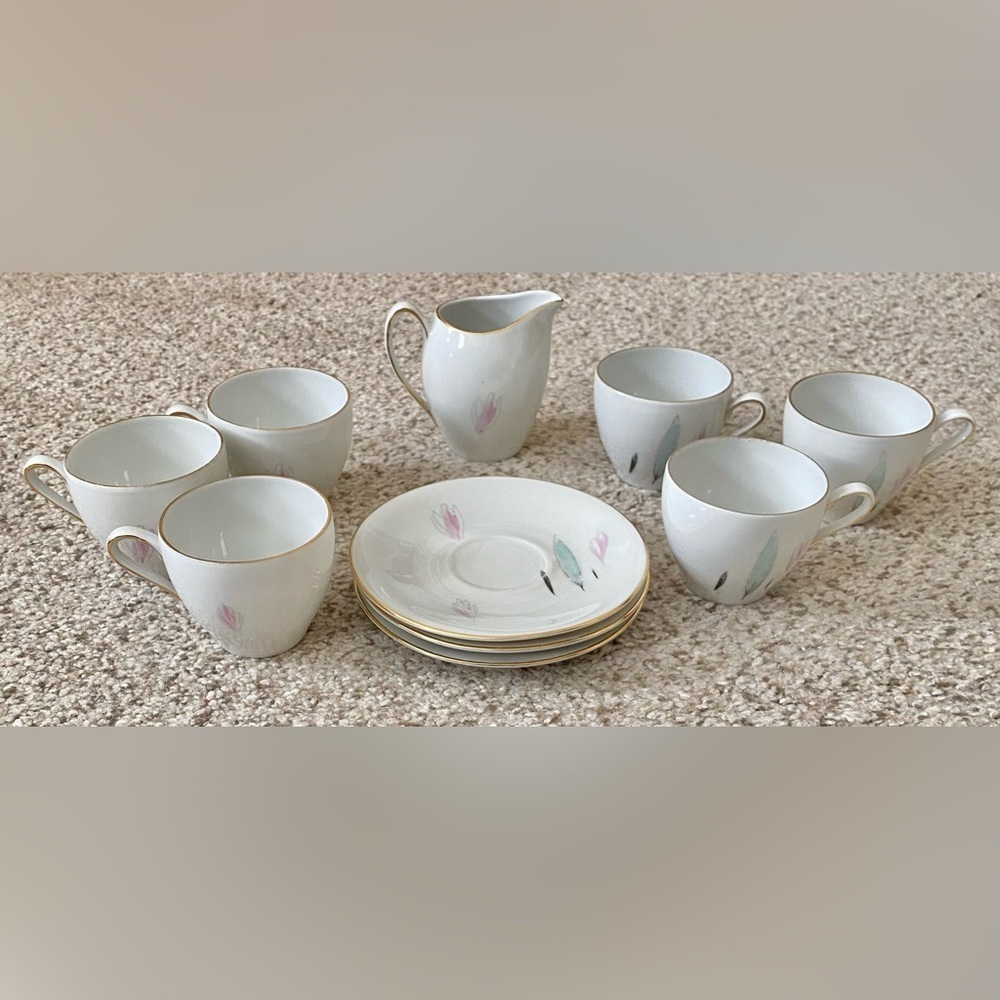 Winterling Bavaria Porcelain Tea Set Pastel Feathers Design